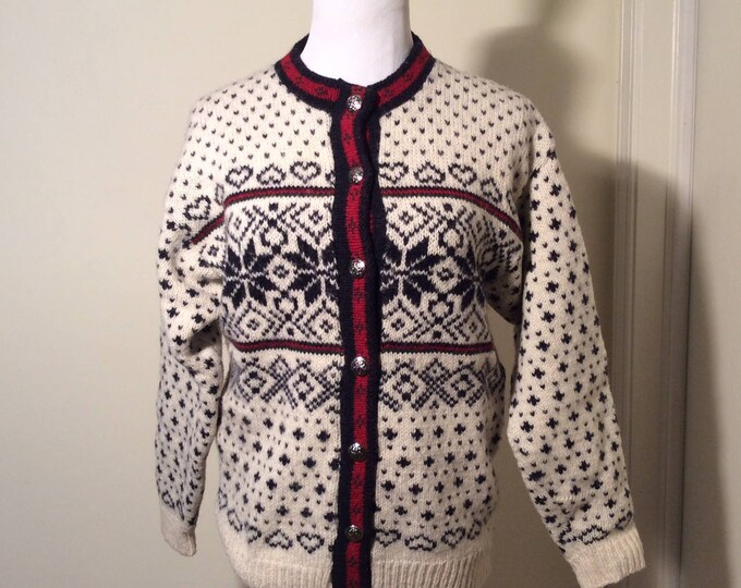 Vintage 1980s LL Bean Made in USA White Nordic Style Preppy Size Medium