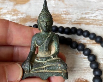 Small Brass Thai Meditating Buddha Statue, Buddha Statue,  Gift for Yogi, Buddhist Talisman, Alter Amulet, Pocket Talisman, Good Luck Gift