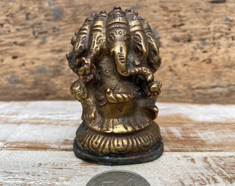 Brass Ganesh Statue // 5 Faced Ganesh Statue // Ganesha Statue // Small Ganesh Statue // Lord Ganesh Statue // Ganesh // Gift for Yogi