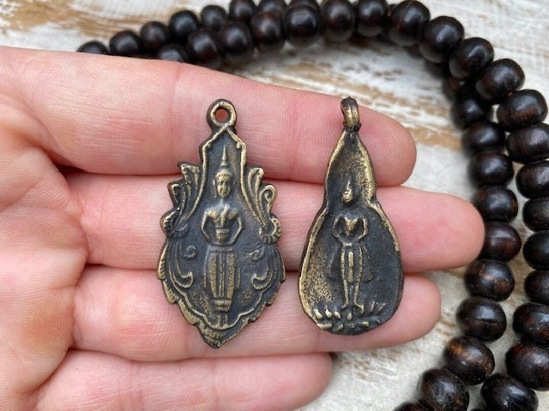 Set of 2 Thai Buddha Amulet Pendants // Thai Amulet Pendants Etsy