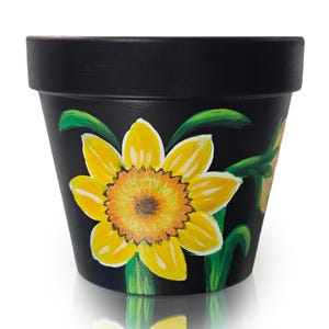 Hand-Painted Daffodil Terra Cotta Pot, Personalized Planter Gift
