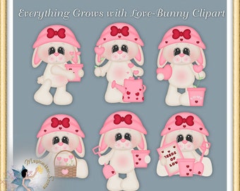 Valentine Clipart, Growing Love Bunny