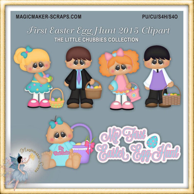 Baby Clipart, Toddler, Chubbies, First Easter Egg Hunt 2015 image 1