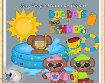 Summer, Dog, Card Supplies, Commercial Use, Digital Scrapbook, Clipart