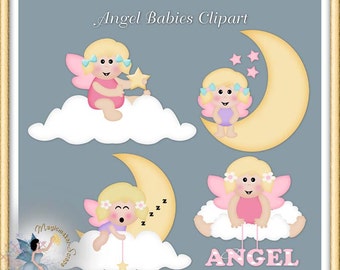 Angel, Fairy, Baby Girl, Pink, Commercial Use, Digital Scrapbook, Clipart