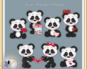 Valentine Clipart, Xoxo Panda