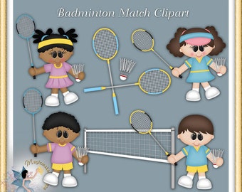 Badminton Clipart, Kids and Sports