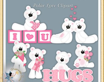 Valentine Polar Bears Clipart