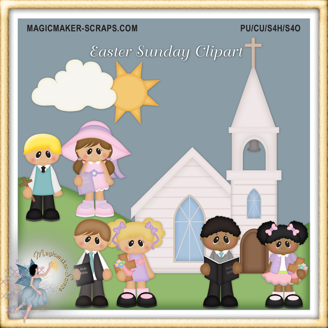 Easter Sunday Clipart Church Friends Digital Scrapbooking - Etsy