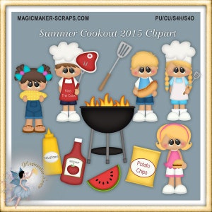 Summer Cookout Clipart, Barbecue, BBQ Party