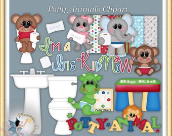 Potty Training Baby Animals Clipart