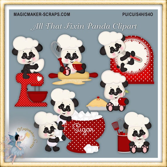 Kochen Clipart Chef Backen Panda Etsy