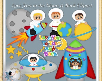 Astronaut Clipart, Love You to the Moon and Back