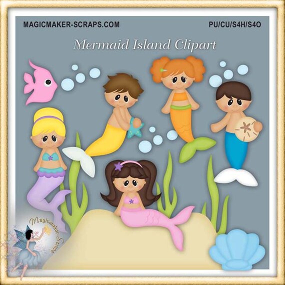 Mermaid Island Clipart Etsy