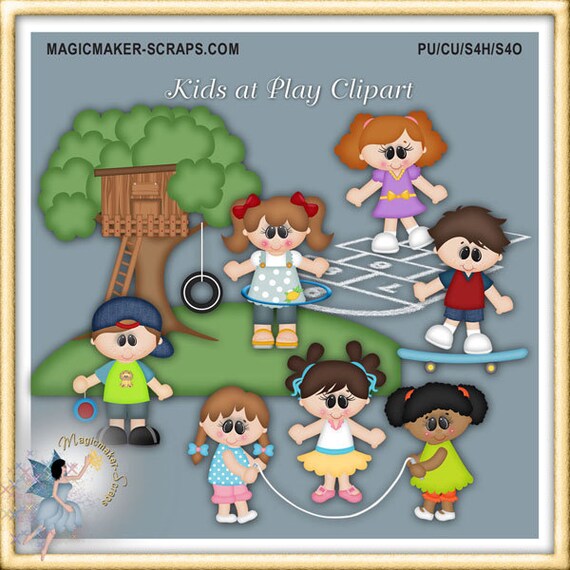 Playground Clipart Kids At Play Etsy