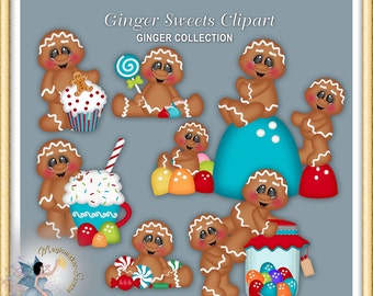 Gingerbread Clipart, Ginger, Holiday Sweets and Candies