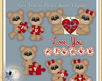 Valentine Clipart, Teddy Bear 2, You Complete Me