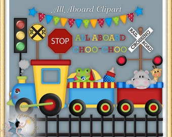 Choo Choo Train Clipart, Zoo Animals, Fête d’anniversaire, Tous à bord