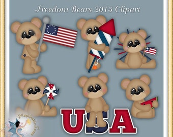 Independence Day Clipart, July 4th, Freedom Bears 2015