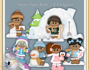 Winter Clipart, Snow Fun Kids AA