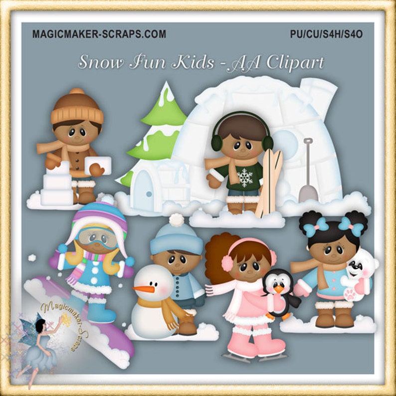 Clipart dhiver, Snow Fun Kids AA image 1