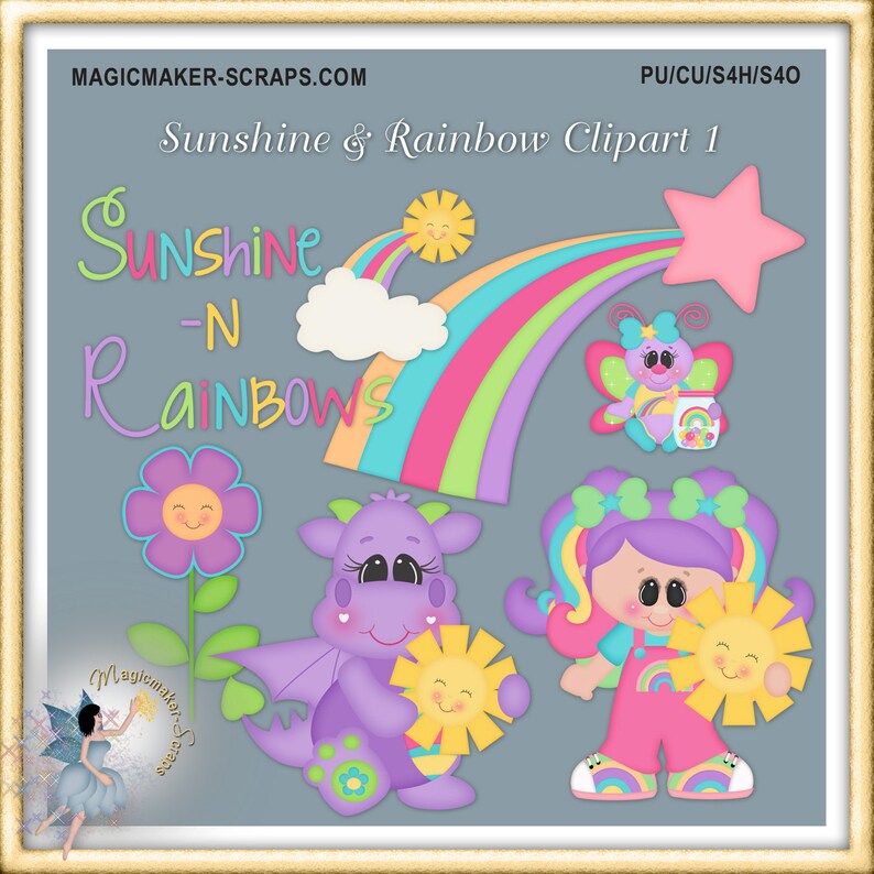 Sunshine and Rainbow Clipart 1
