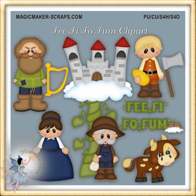 Jack and the Beanstalk Clipart, Fairytale, Storybook, Fee Fi Fo Fum - Etsy