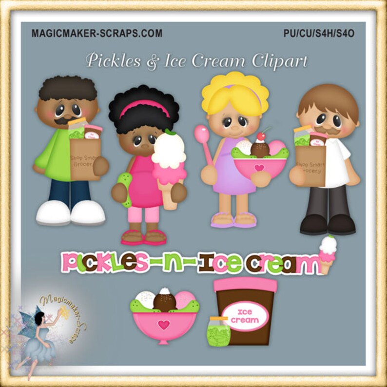 Pregnant Clipart, Pickles and Ice Cream image 1