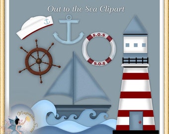 Nautical Clipart, Sailor, Marine, Navy, Seaman, Sea, Ocean, Lighthouse Digital scrapbook elements for Commercial Use