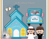 結婚式のクリップアート。教会の商用利用デジタルスクラップブック