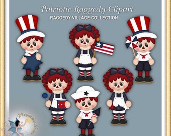 Independence Day Clipart, 4th of July, Patriotic Raggedy