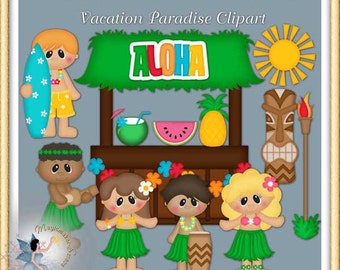 Luau Party, Hawaii Clipart, Vacation Paradise