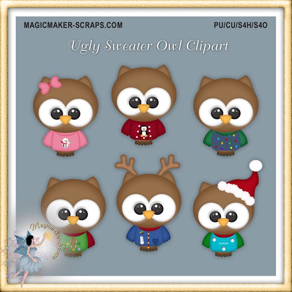 Christmas Clipart, Ugly Sweater Owl