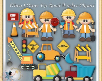 Road Worker Clipart, Construction, Truck, When I Grow Up