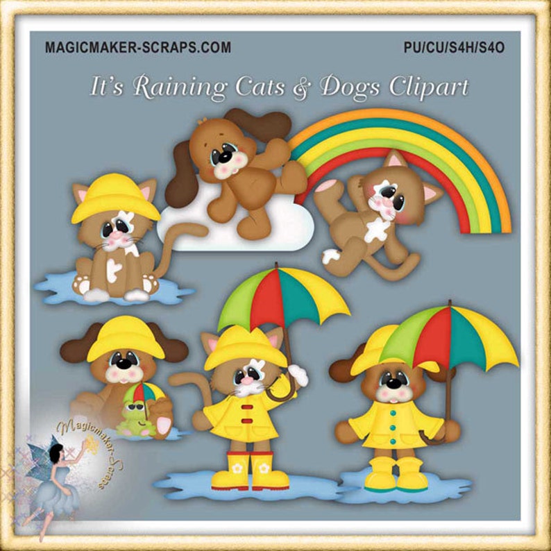 C'est Raining Cats and Dogs Clipart image 1