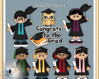 Graduation Clipart, Digital Scrapbook Elements for Commercial Use, I did It