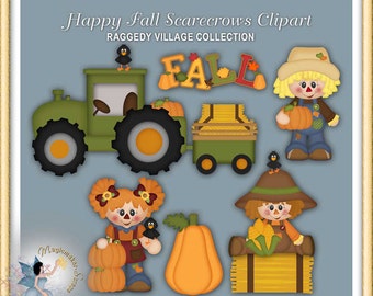 Autumn Raggedy Clipart Happy Fall Y'all 2015 | Etsy