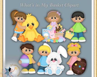 Easter Clipart, Bunny and Egg, What's in My Basket