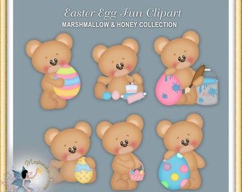 Easter Clipart, Egg Painting, Teddy Bear, Easter Egg Fun, Marshmallow and Honey