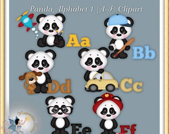Panda Alphabet School Clipart 1
