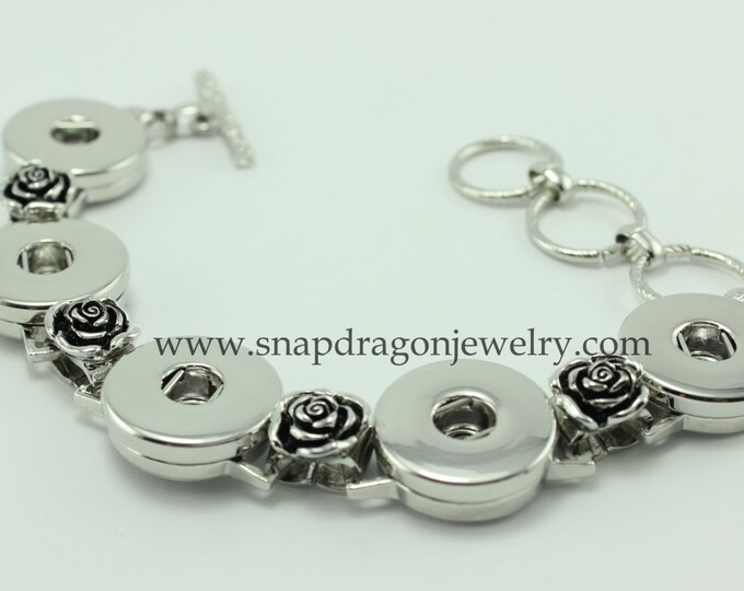 18mm High Quality SNAP Jewelry Metal Bracelet With 5 Snap Reptacles
