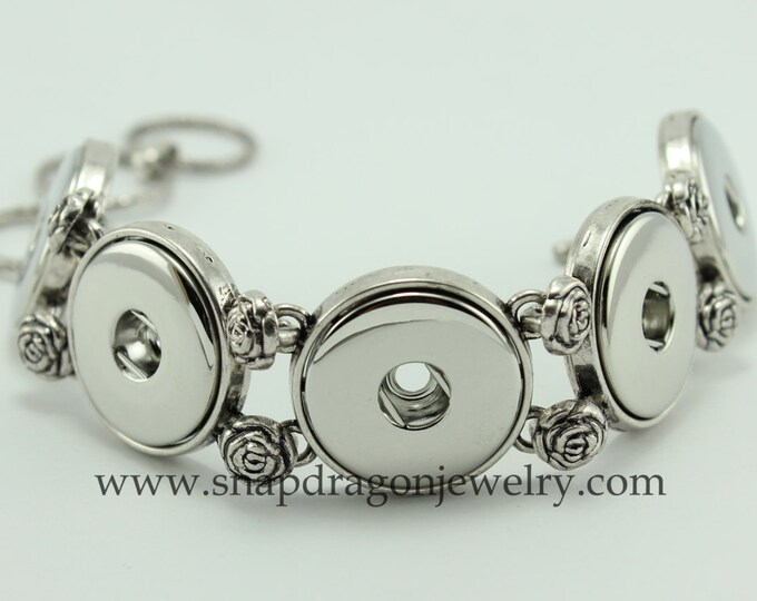 18mm High Quality SNAP Jewelry Metal Bracelet With 5 Snap Reptacles