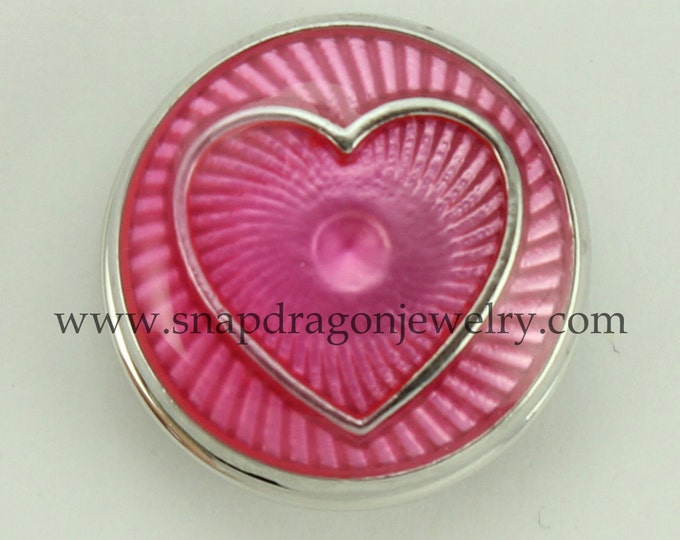 Pink Heart SNAP Jewelry Snapdragon Jewelry, Noosa Chunk, Popper, Button