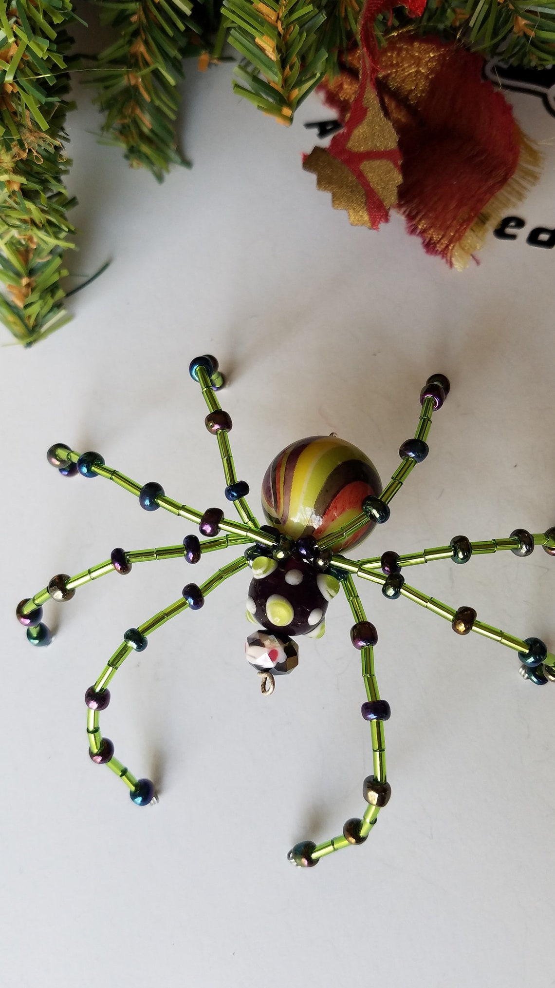 Christmas Spider Ornament Beaded Spider Ornament Beaded Etsy