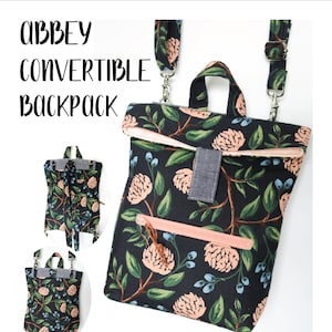 Abbey Convertible Backpack and Crossbody Digital Sewing Pattern Mini Backpack Mommy and Me Backpacks DIY Home Sewing Pattern image 1