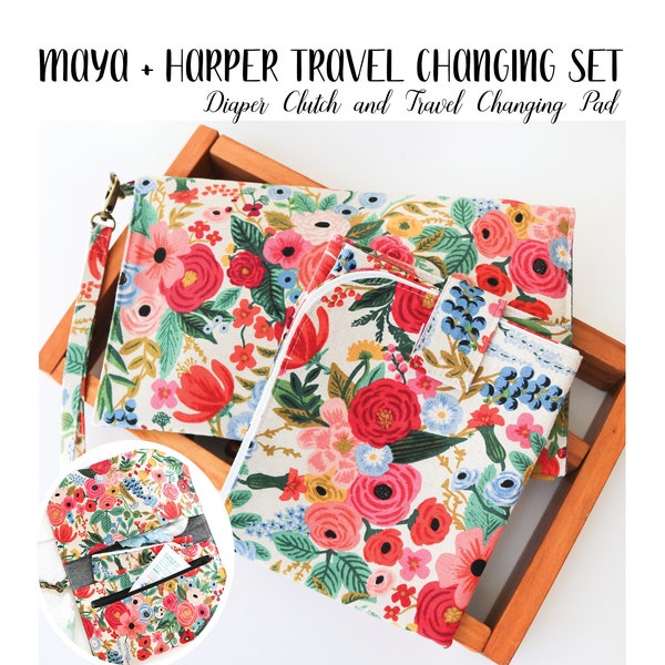 Maya and Harper Travel Diaper Changing Set - Digital DIY Sewing Pattern - Diaper Clutch / Wallet and Travel Diaper Changing Pad