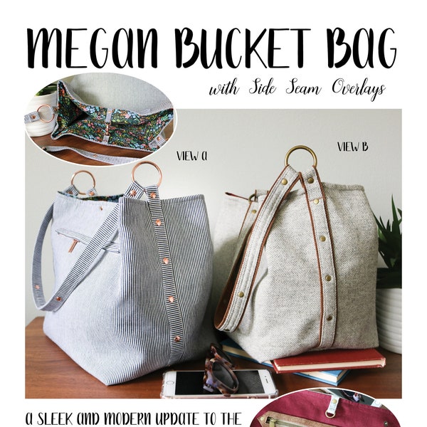 Megan Bucket Bag - Digital Sewing Pattern by Love You Sew - PDF Bag Pattern - Print at home - Sew at home