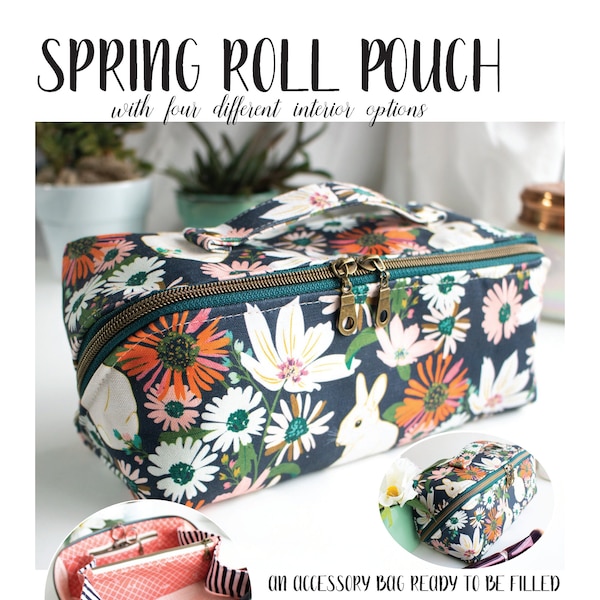 Spring Roll Pouch Digital Sewing Pattern with FULL Video Sew-Along