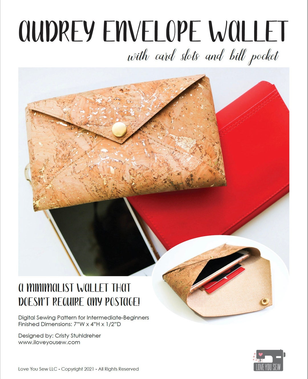 Audrey Envelope Wallet Sewing Pattern With Card Slots (digital Download ...