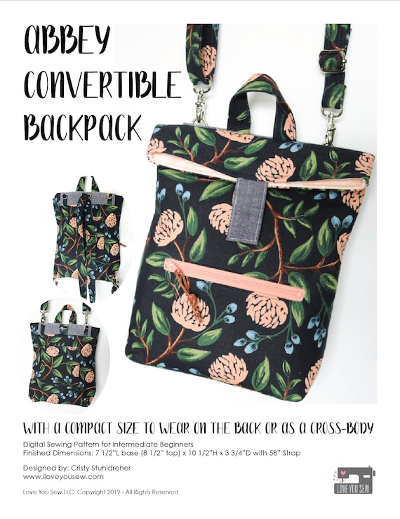 Abbey Convertible Backpack and Crossbody Digital Sewing Pattern Mini Backpack Mommy and Me Backpacks DIY Home Sewing Pattern Etsy Ireland